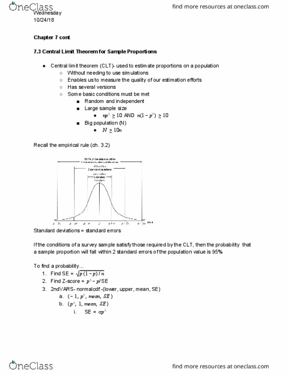MATH 10041 Chapter 7.3 & 7.4: MATH 10041-002 ch 7.3 CLT for sample proportions & 7.4 estimating the population proportion with confidence intervals thumbnail
